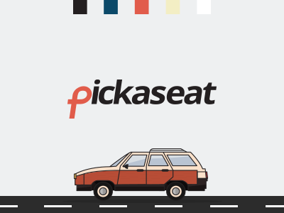 Pickaseat application branding car corporate identity driver logo sharing startup