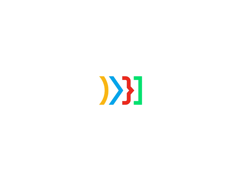 Brackets logo animation bracket branding code colors developer flat logo minimal redesign simple symbol