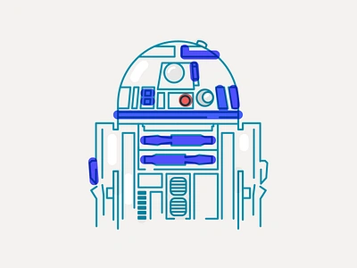 R2D2 illustration illustration line minimal portrait r2d2 robot star wars vector