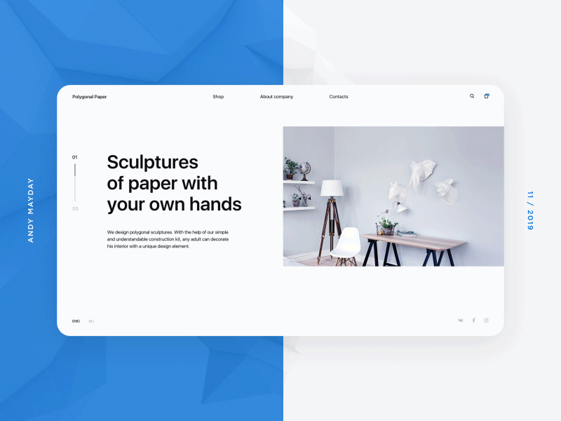 Polygonal Paper — Online Store Concept after affects animation branding clean concept design e commerce minimal motion scroll shop ui ux web