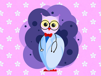 Owl illustration owl pink doctor