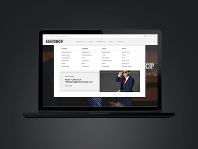 Drop down menu menu store suit accessories man