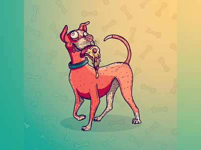 Doggy heaven bones dog doodle illustration photoshop pizza puppy