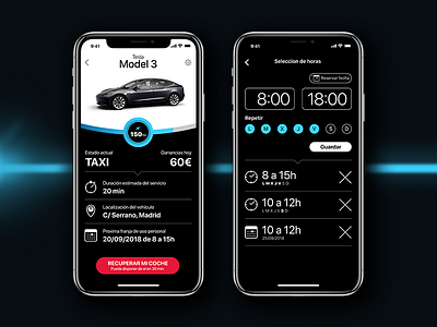 App servicio taxi de Tesla app app concept autopilot design design app figma taxi tesla ui ux