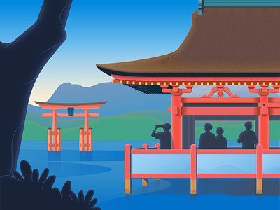 Torii Gate illustration illustrator japan