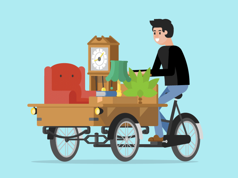 Cargo bike animation bakfiets bicycle bike cargo bike moving transport