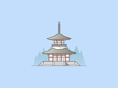 Temple Koyasan illustration japan konpon daito koyasan temple