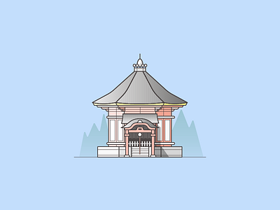 Octagonal Temple Nara illustration japan kofuku ji nara temple