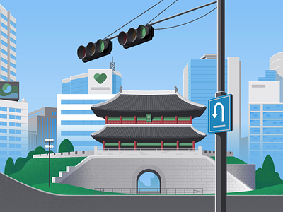 Seoul Gate gate illustration seoul skyline south korea