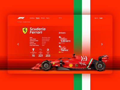 F1 site interface concept - Ferrari Team