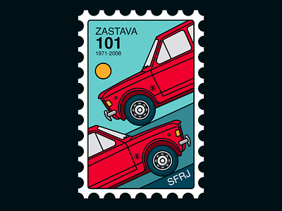 SFRJ Postmark - zastava 101 car minimal minimalist postmark yugoslavia zastava
