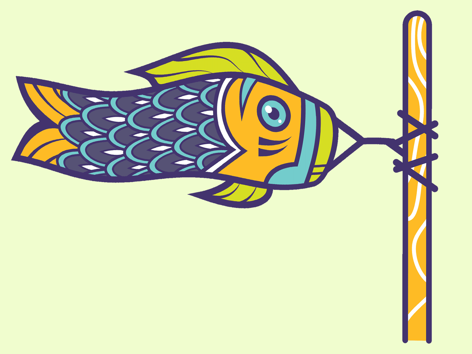 Koinobori animated fish gif illustration japan japanese koi koi fish koinobori stickers vector