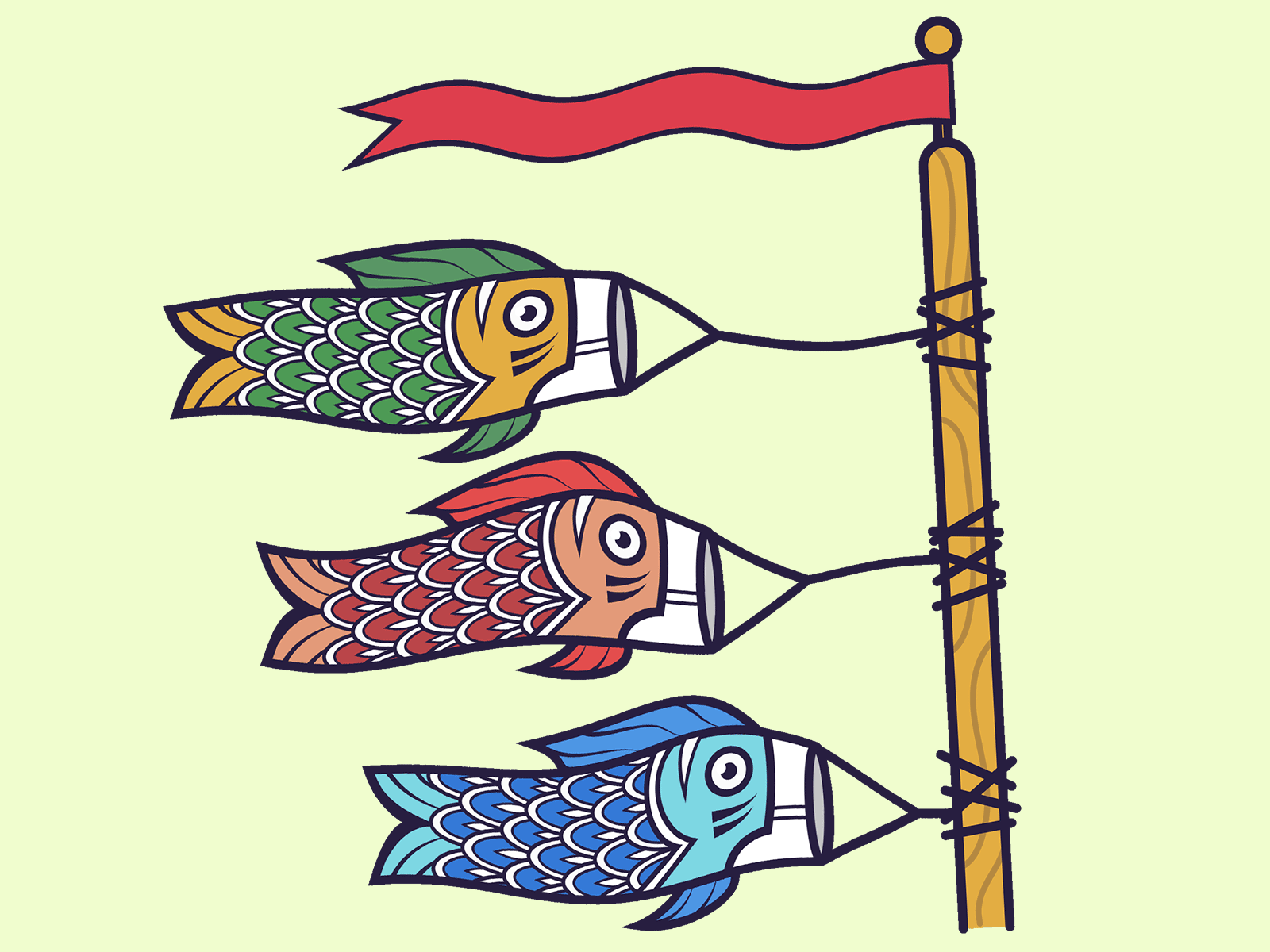Koinobori animated fish gif illustration japan japanese japanese art koi koi fish koinobori stickers vector