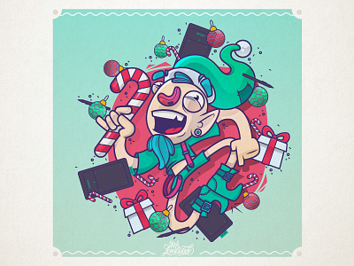 Elf - Merry Xmas christmas duende elf gift navidad regalo santa vector wacom xmas