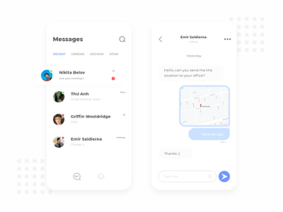 Message Application chat design flat design illustration map message minimal mobile app