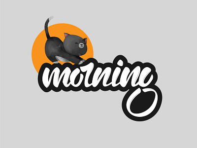 Morning Typography with a Cat design illustration lettering logo quotes typography vector