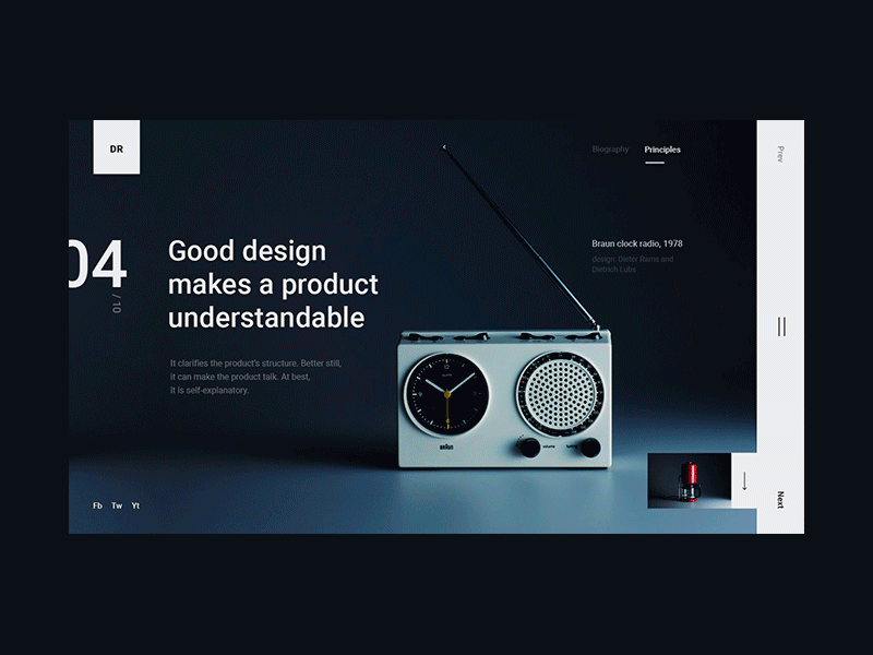 Dieter Rams - UI concept & Animation animation concep debut debut shot design dieter rams gif grid interaction interface motion principle typogaphy ui ui concept ux