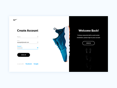 Nike – UI concept – Sign Up & Sign In authorization concept create create account daily ui debut design form hello interface login login form new user nike registration sign up sign up registration ui web welcome