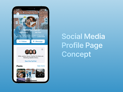 Social Media Profile Page Conceot app app design design facebook instagram ios profile profile card profile design profile page redesign concept social media