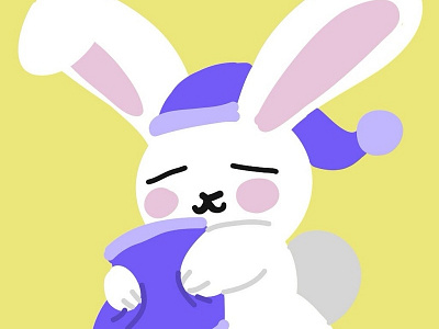 Tarro bun bunny flat color illustration night time purple sleepy sleepy bunny vector white bunny yellow