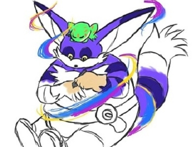 Big for Sonic Artist Discord big big the cat collab discord fan art froggy green illustration purple sketch sonic sonic the hedgehog