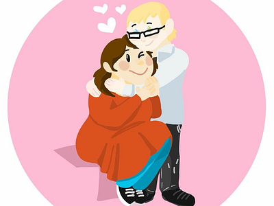 Arm hugs couples hearts hug illustration pink vector