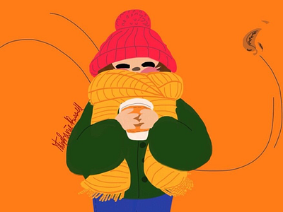 Happy place coffee fall happy place illustration lineless orange