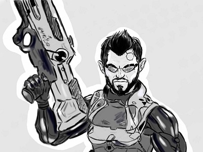 Deus Ex Dribbble deus ex fan art guns hardware monochromatic moody serious videogames