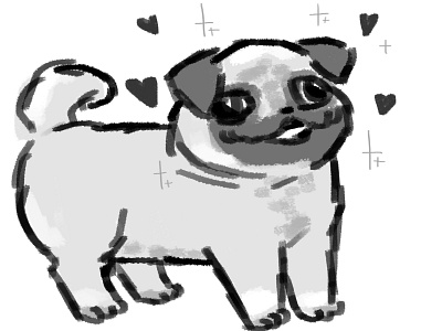 Puggies cute dog doodle illustration sketch