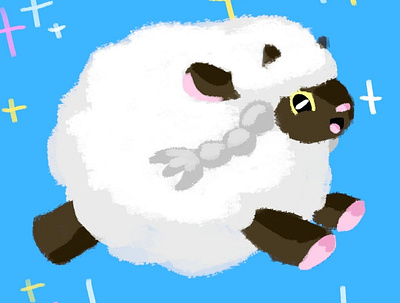 Cloud sheep fan art illustration lineless sheep