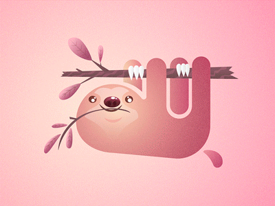 Sloth On Branch 2danimation aftereffects animation autumn branch cute gradient graphicdesign illustration illustrator leaves leavesfall motiondesign motiongraphics sloth texture wind