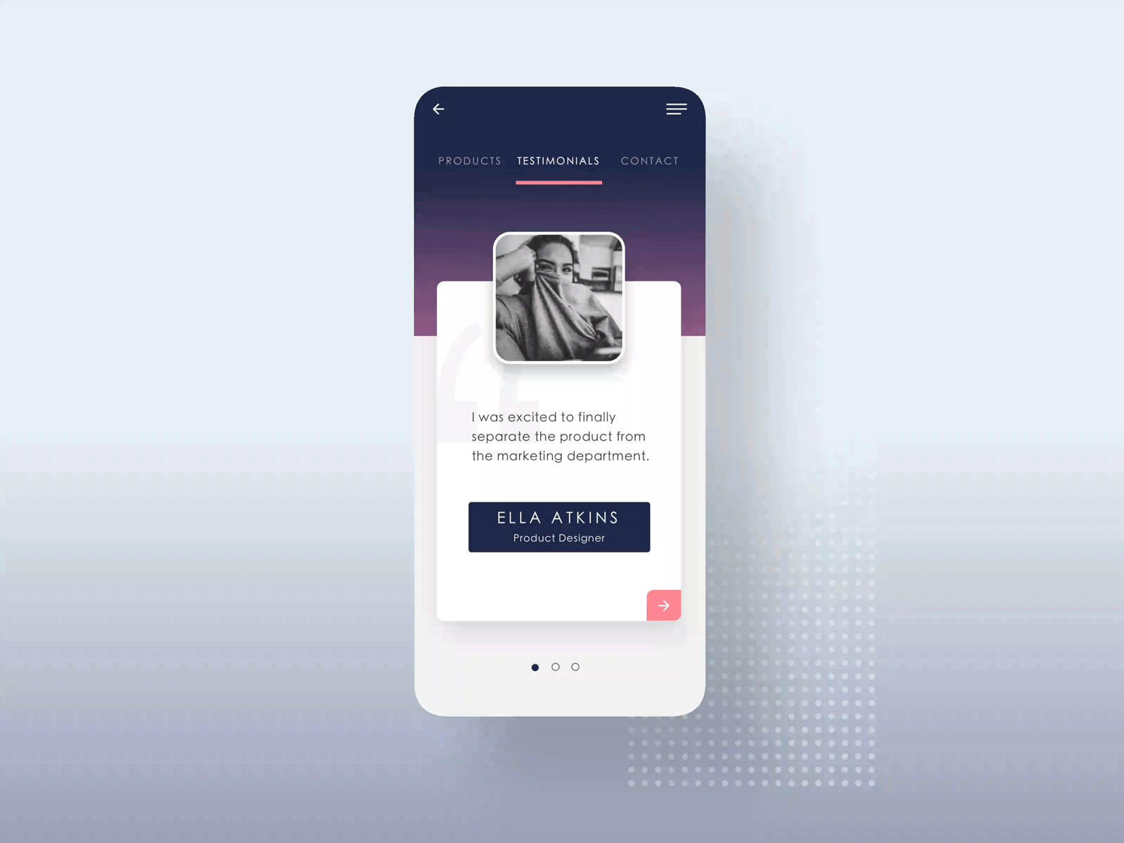 Testimonial Animation - Daily UI #039 039 animation cards dailyui dailyui039 gif interactions mobile quote testimonial testimonials