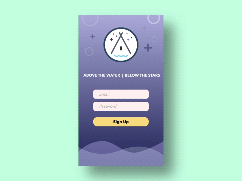 Daily UI Challenge #001 Sign Up 001 animation app camping dailyui gif interface sign in sign up ui ui design ux design