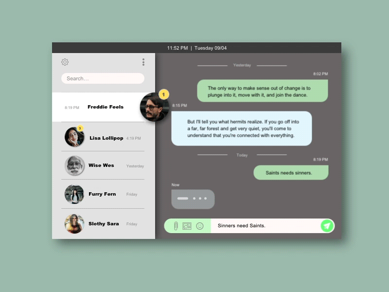 Daily UI Challenge #013 Direct Messaging 013 animation chat communication conversation dailyui gif inbox interface message messaging messanger