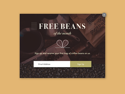 Daily UI Challenge #016 Pop-Up / Overlay 016 card challenge coffee coffeebean dailyui overlay popup signup