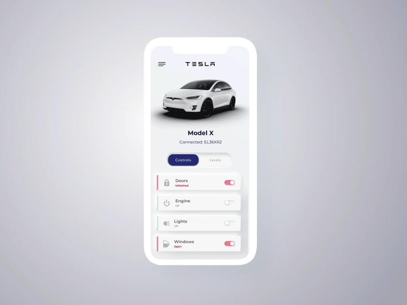 Daily UI #34 Car Interface 034 animation car interface controls dailyui mobile neomorphisim remote tesla