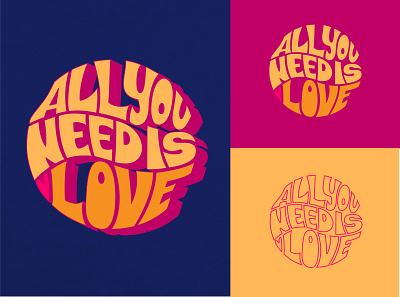 All you need is love illustration lettering vector