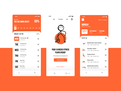 Fitness Activity Log app design clean fitness health modern orange ui uiux