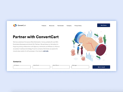 Partnership page designed for ConvertCart branding convertcart design india landing page landing page design landingpage partnership product webdesign website website design