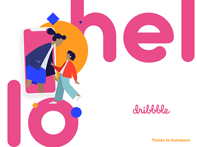 Hello Dribbble design flat illustration typography web