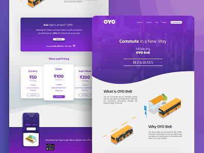 OYO Bed n Buses branding design landing page latest ui ux webpage xd