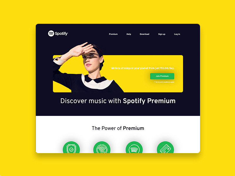 Spotify Redesign Dribble flat minimal website app icon web ux ui india typography branding design