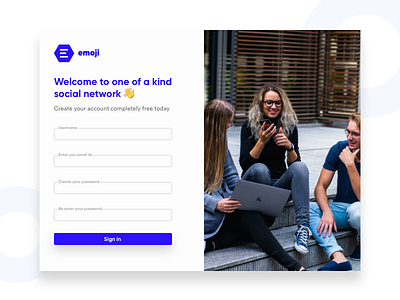 Emoji sign up screen branding design emoji india landingpage logo sign in signup splashpage ui ui ux uidesign uiux web webdesign webpage