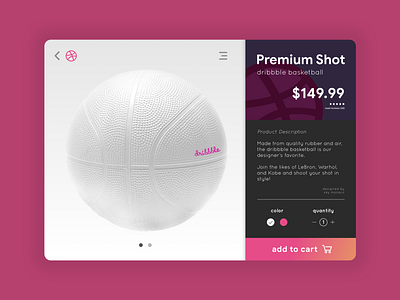 Product Page! Premium Dribbble Ball – Day 012