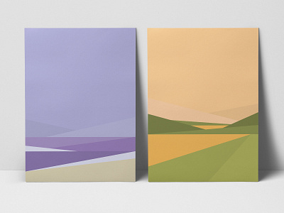 FLAT LANDSCAPES color colours flat geometric illustration landscape poster print