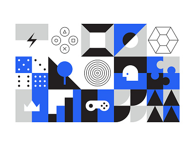 DANSKE Bank GAME ROOM Fragment ll brand branding design game game room icons illustrations minimal pattern pattern design play room symbol wall