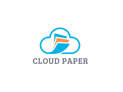 Cloud Paper Logo blue business cloud cloud app company digital elegant media orange paper software technologies