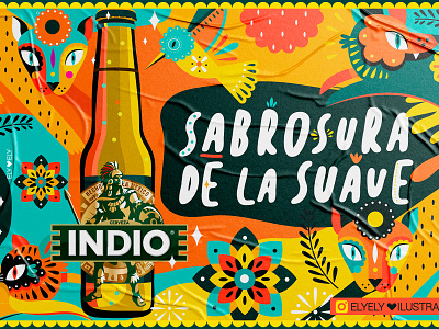 Cerveza Indio illustration marketing campaign