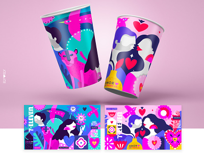 7Eleven Valentine's Day Edition coffee packing illustration valentinesday