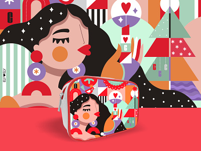 Clinique 2020 beauty illustration cosmetic bag design girl illustration illustration illustrator